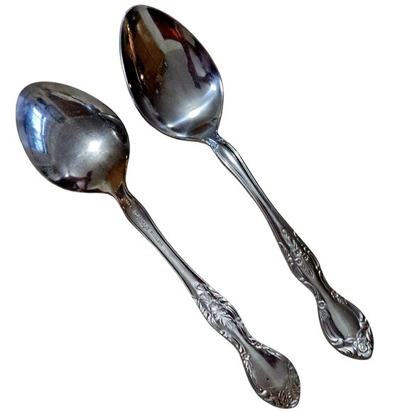 Reed And Barton Other - 2 Reed Barton Candace Andrea Serving Spoons 8" stainless Floral vtg Rebacraft